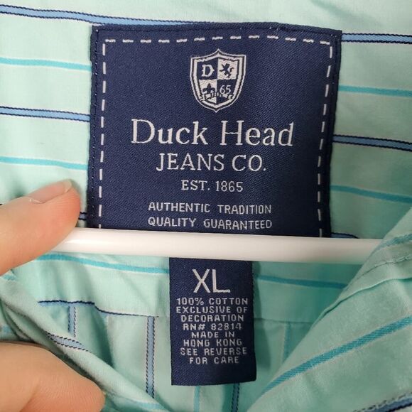Duck Head Striped Button Down Shirt Blue Size XL - Picture 3 of 10